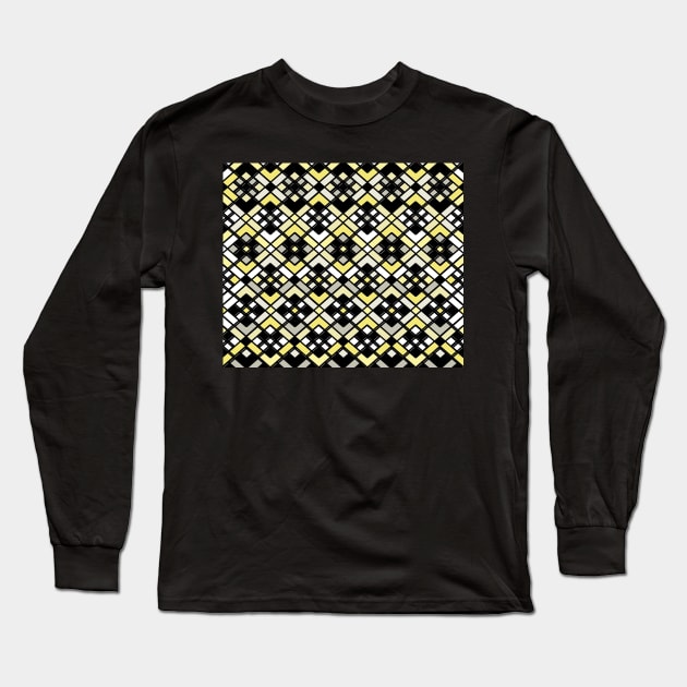 Abstract geometric pattern - gold, gray and black. Long Sleeve T-Shirt by kerens